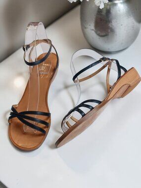 Browns Made in Italy Navy Blue Strappy Sandals - Size 38 (US 7.5/8)
